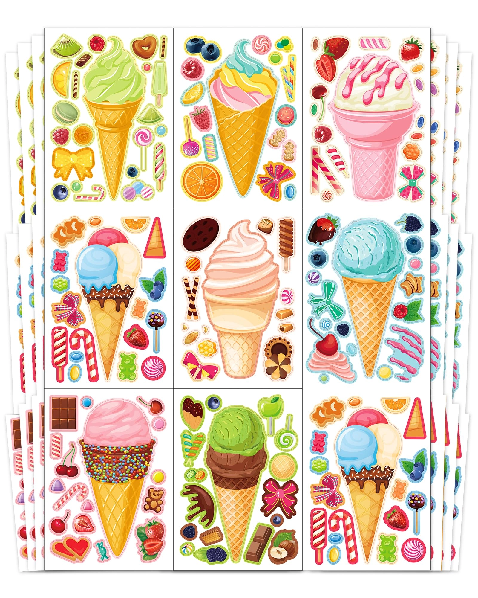 ozepao Ice Cream Sticker Book Peel and Stick 32 pcs