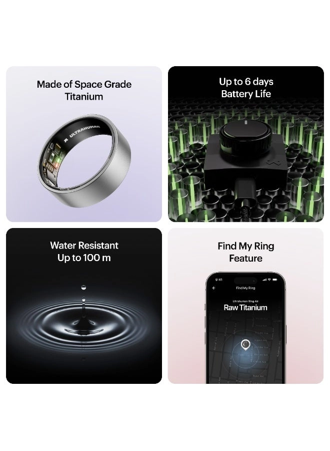 Ring AIR - Size 9 Space Silver 6 Days Battery Life