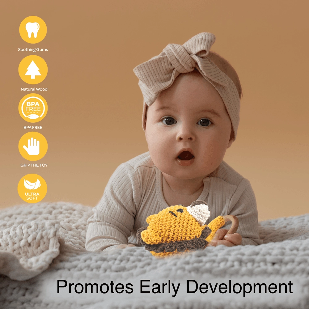 Crochet Ring Rattle Toy - Suitable for 0 month & above premium cotton yarn Tiger