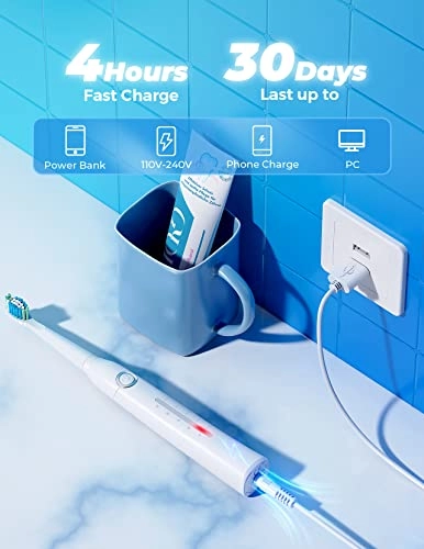 Electric Toothbrush - 40000 VPM 5 Modes Pink