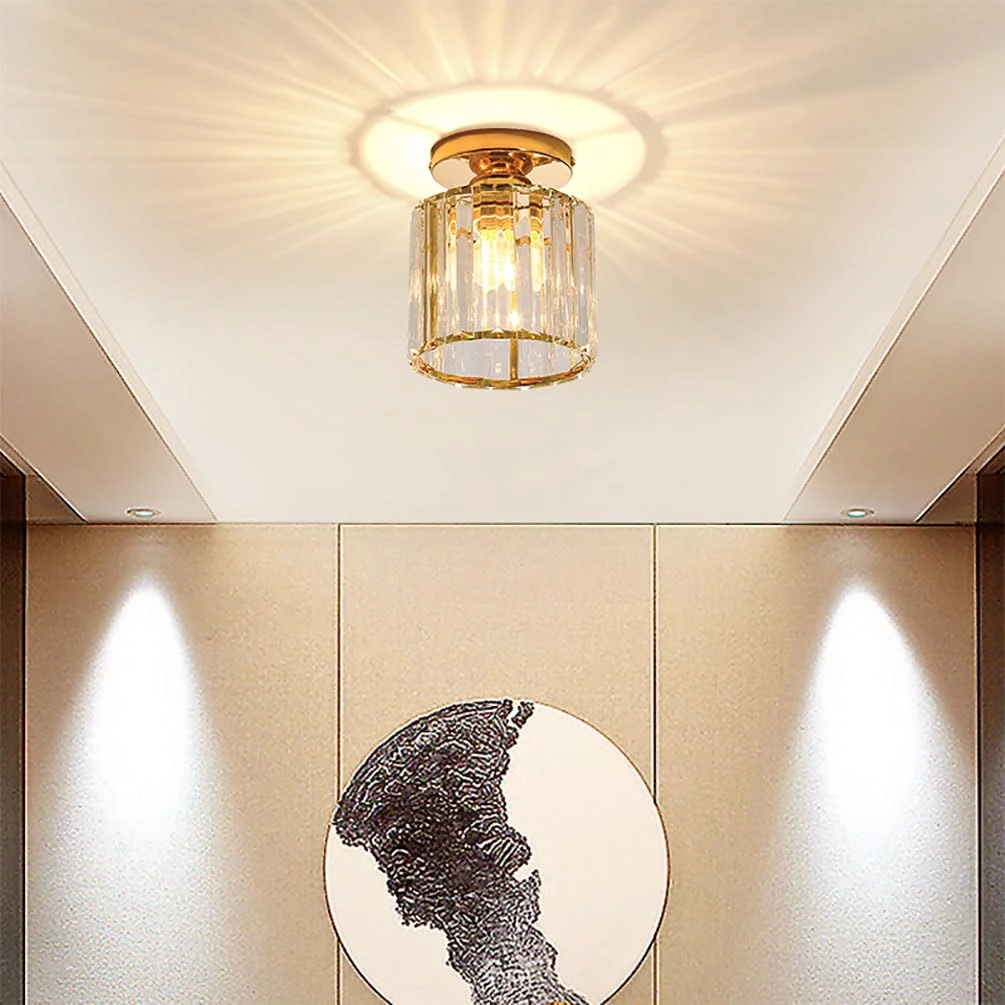 Modern Crystal Ceiling Light - LED E27 Black circle