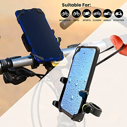 Motorcycle Phone Holder - Compatible with 4" to 6" Phone 360° Phone Protection Aluminium Clamp