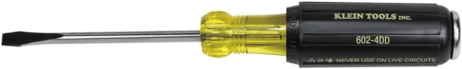 Klein Tools 6004DD Keystone Demolition Screwdriver - 1/4-Inch Steel Tip Cushion-Grip Oversized Strike Cap Square Shank with Wrench Assist