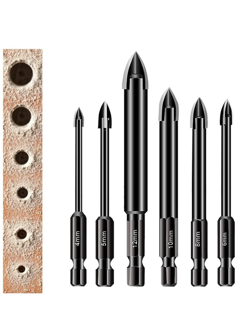 Y&D Drill Bit Set - alloy 6 Pieces 4mm/0.15" 5mm/0.19" 6mm/0.23" 8mm/0.31" 10mm/0.39" 12mm/0.47"