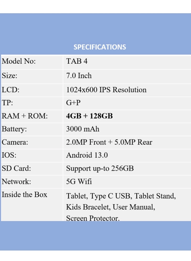 K2 Tablet - 4GB 7 Inch 128GB
