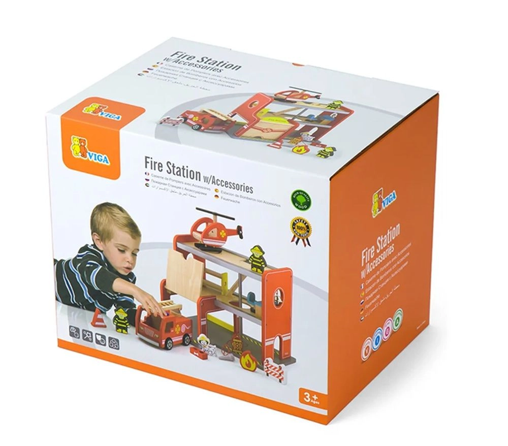 Wooden Fire Station With Accessories (SW-50828)