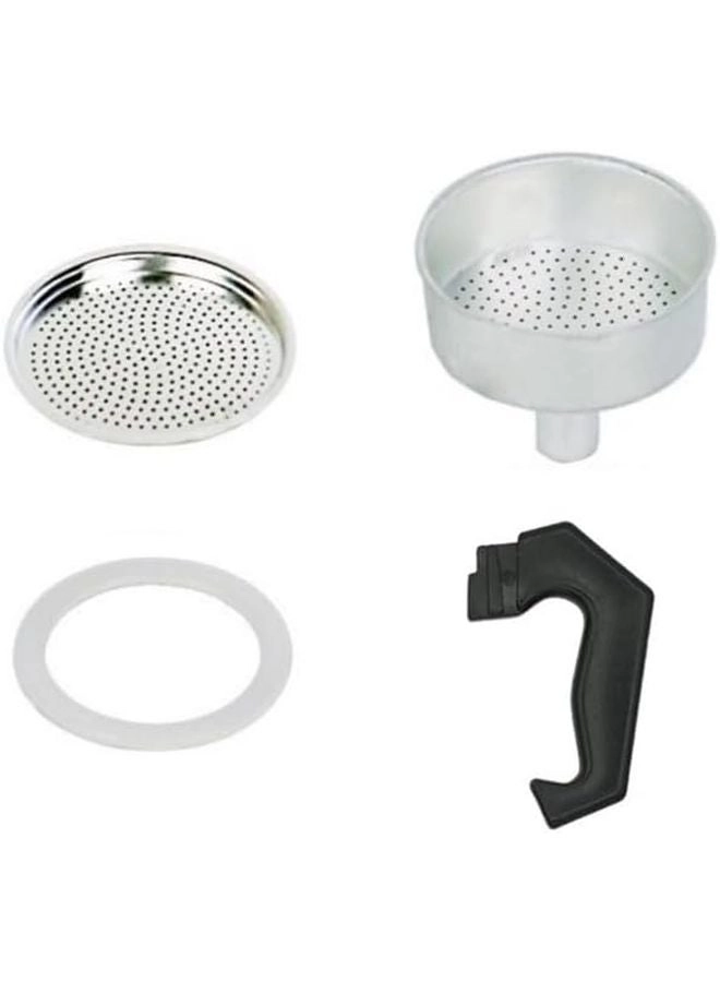 Tufgo Mocha Pot Accessories Set - 3 Cup Handle Gasket Funnel Filter