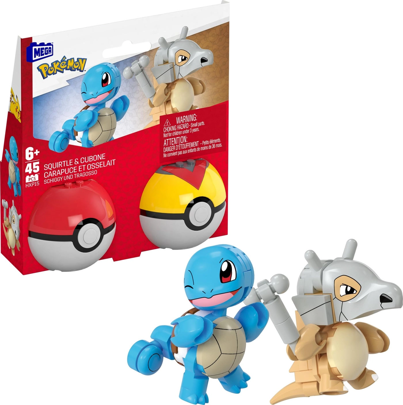 Pokemon Squirtle Cubone - 2 Poseable Characters 2 Inches Tall