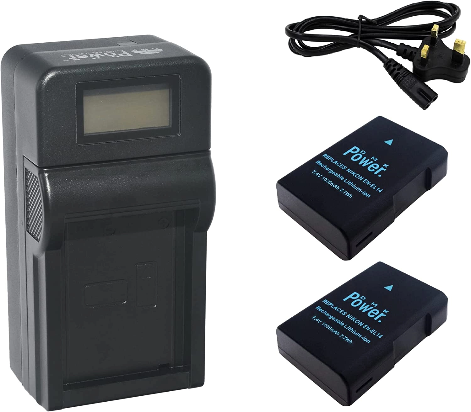 EN-EL14 EN-EL14A Replacement Battery - 2 Pack + Dual USB Charger