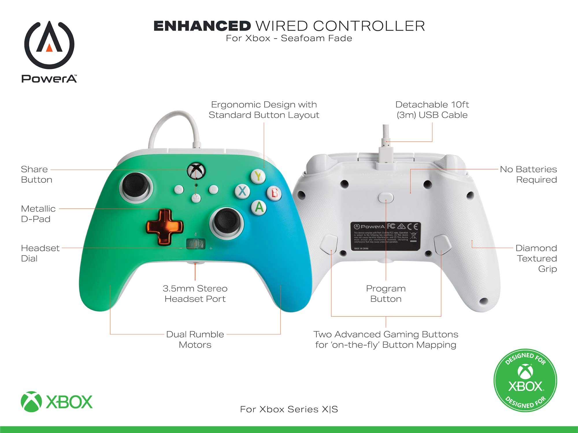Enhanced Wired Controller - Green Xbox Series X|S