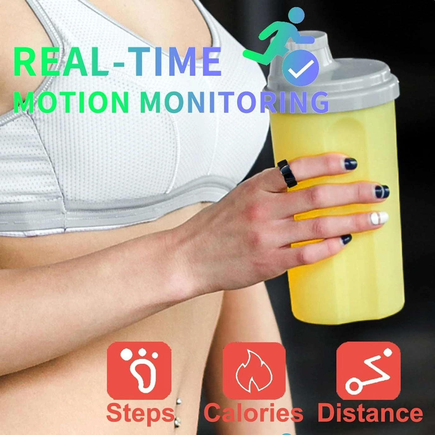 Smart Ring - 19.8MM Black Heart Rate Monitor