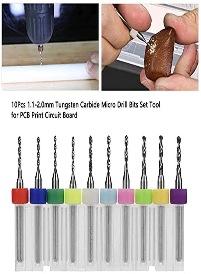 Macro Drill Bits Set - Tungsten Carbide Pack of 10 1.1mm-2.0mm