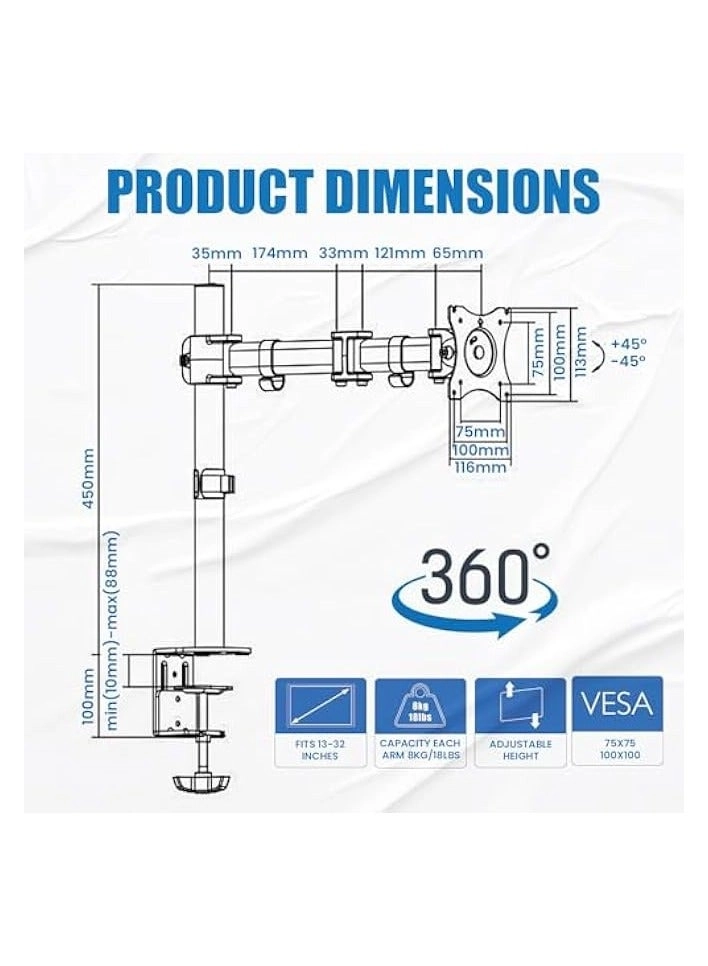 Single Monitor Desk Mount - 1 32 Inch