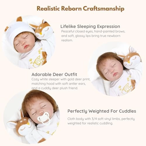 Reborn Baby Doll - 22'' Soft Vinyl Sleeping Gift Set Ages 14+