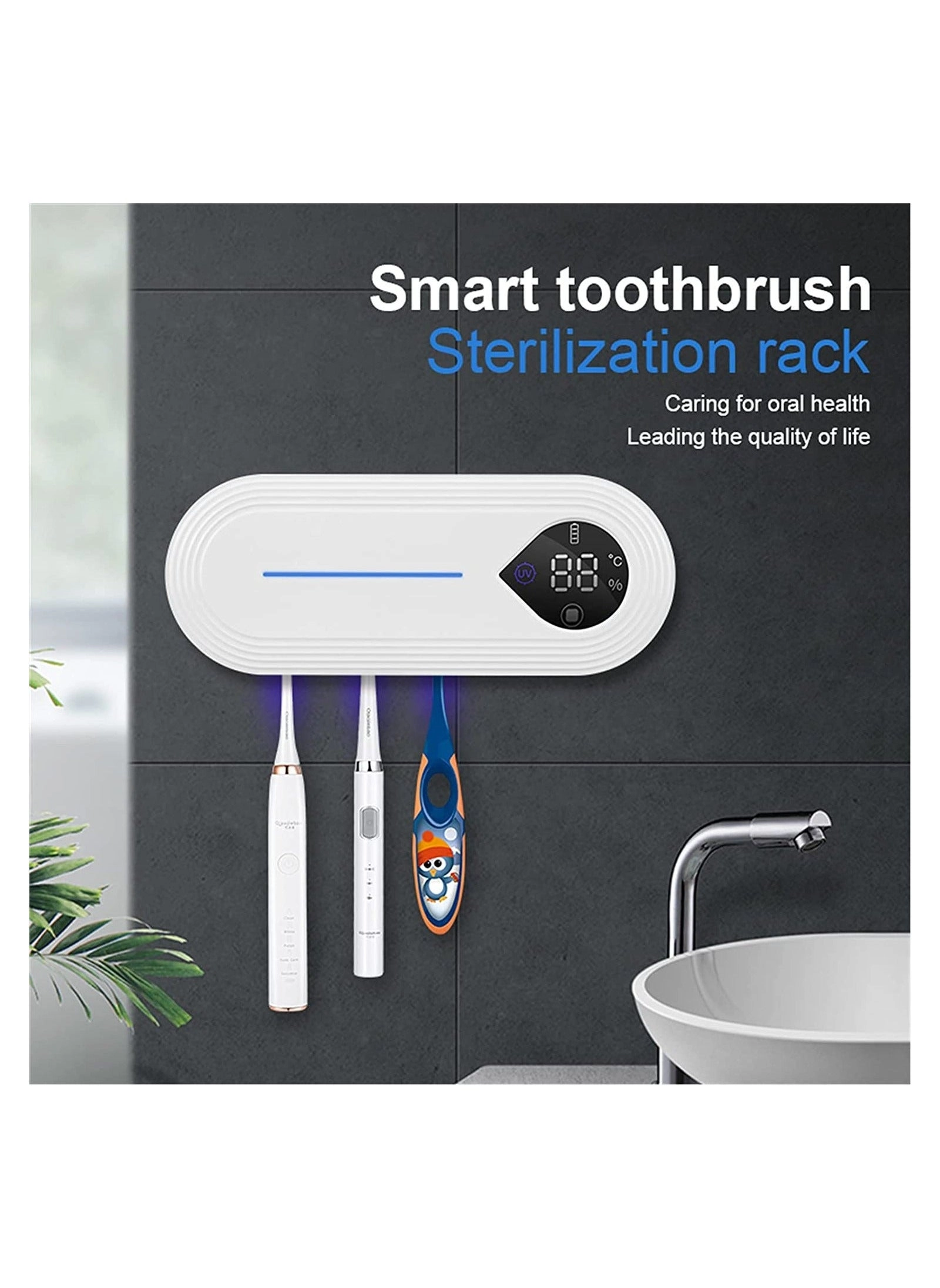Wall Mount Toothbrush Holder - 3 Slots Wallmount / Countertop