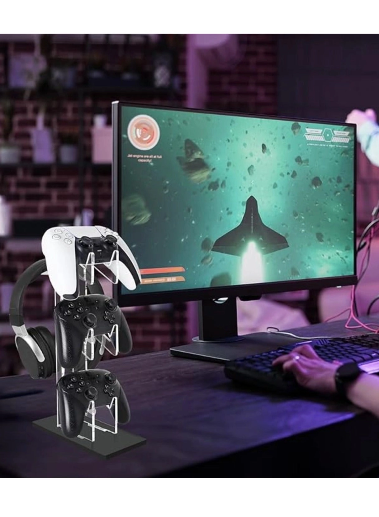 Controller Stand and Headset Holder - PS5 PS4 PS3 PS2 Xbox One Series X/S/Elite Switch Pro