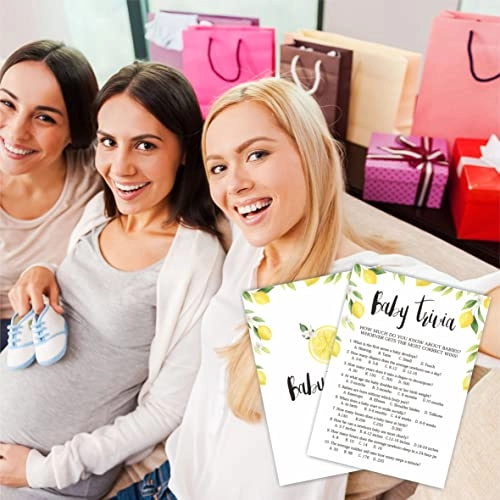 Watercolor Lemon Baby Shower Game Cards - 30 pieces Adult