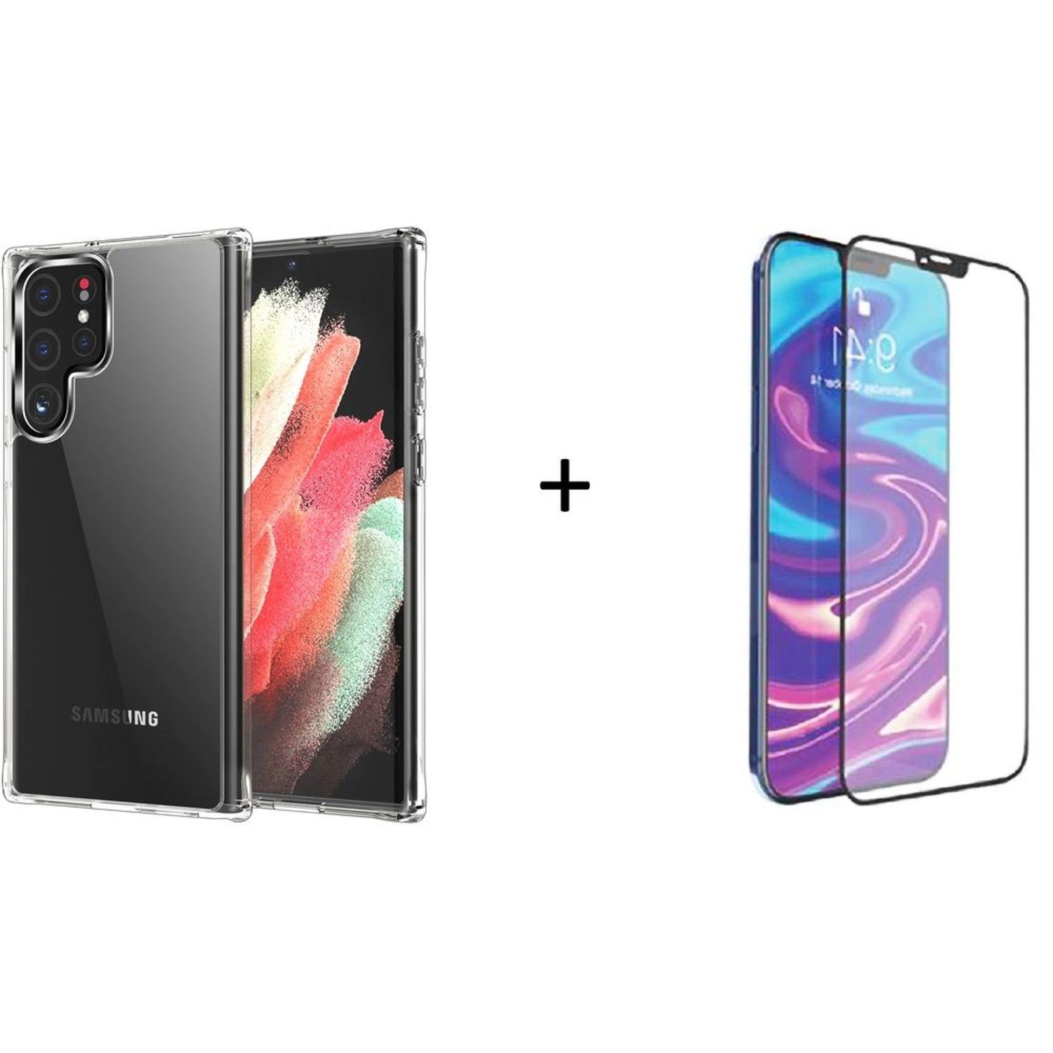 glassology Screen Protector with Case Front And Back Case for Samsung Galaxy S22 Ultra