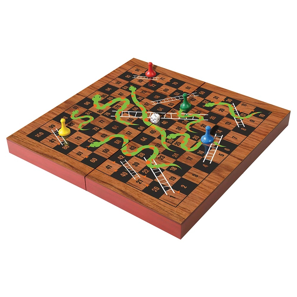 Folding Wood Snakes & Ladders