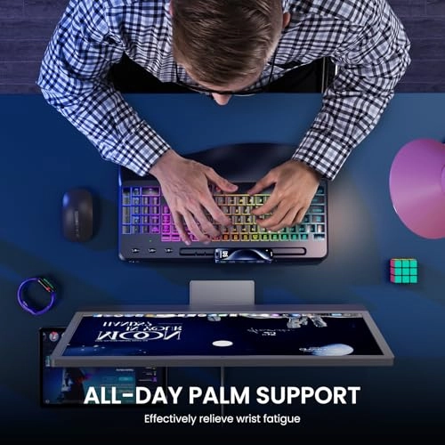 VEILZOR Wireless Keyboard with Wrist Rest, 2.4G Wireless Ergonomic Keyboard, 7-Color & 3 RGB Backlit Modes, Phone/Tablet Holder, Rechargeable Computer Keyboard for Windows, Mac, Computer, PC