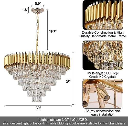 Crystal Chandeliers - 6-Tiers K9 Dimmable