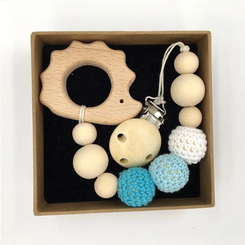 Wooden Teether with Pacifier Clip - beech wood
