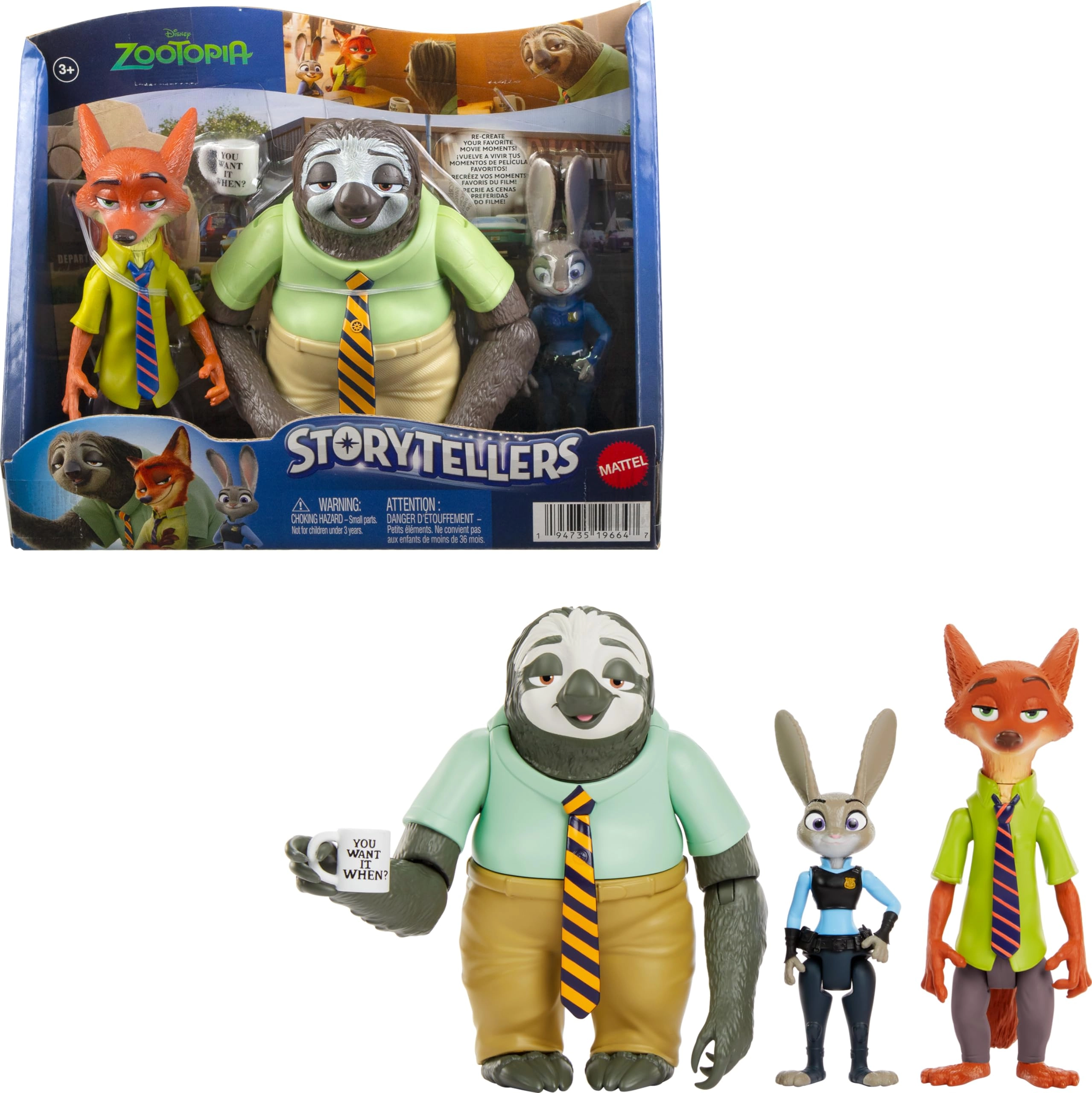 Mattel Judy Hopps + Nick Wilde + Flash Slothmore - 4 years and up