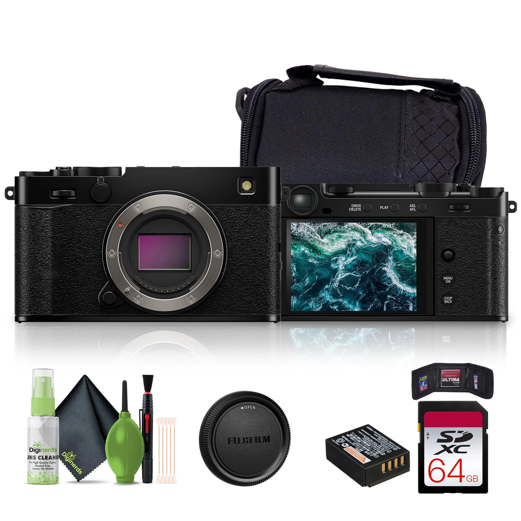 Fujifilm X-E5 + UHS-II SDXC Memory Card + Carrying Case + Cleaning Kit + Memory Card Wallet + USB Card Reader