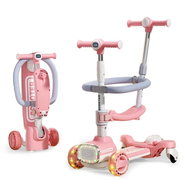 Multifunctional Kids Kick Scooter – 125mm LED Foldable