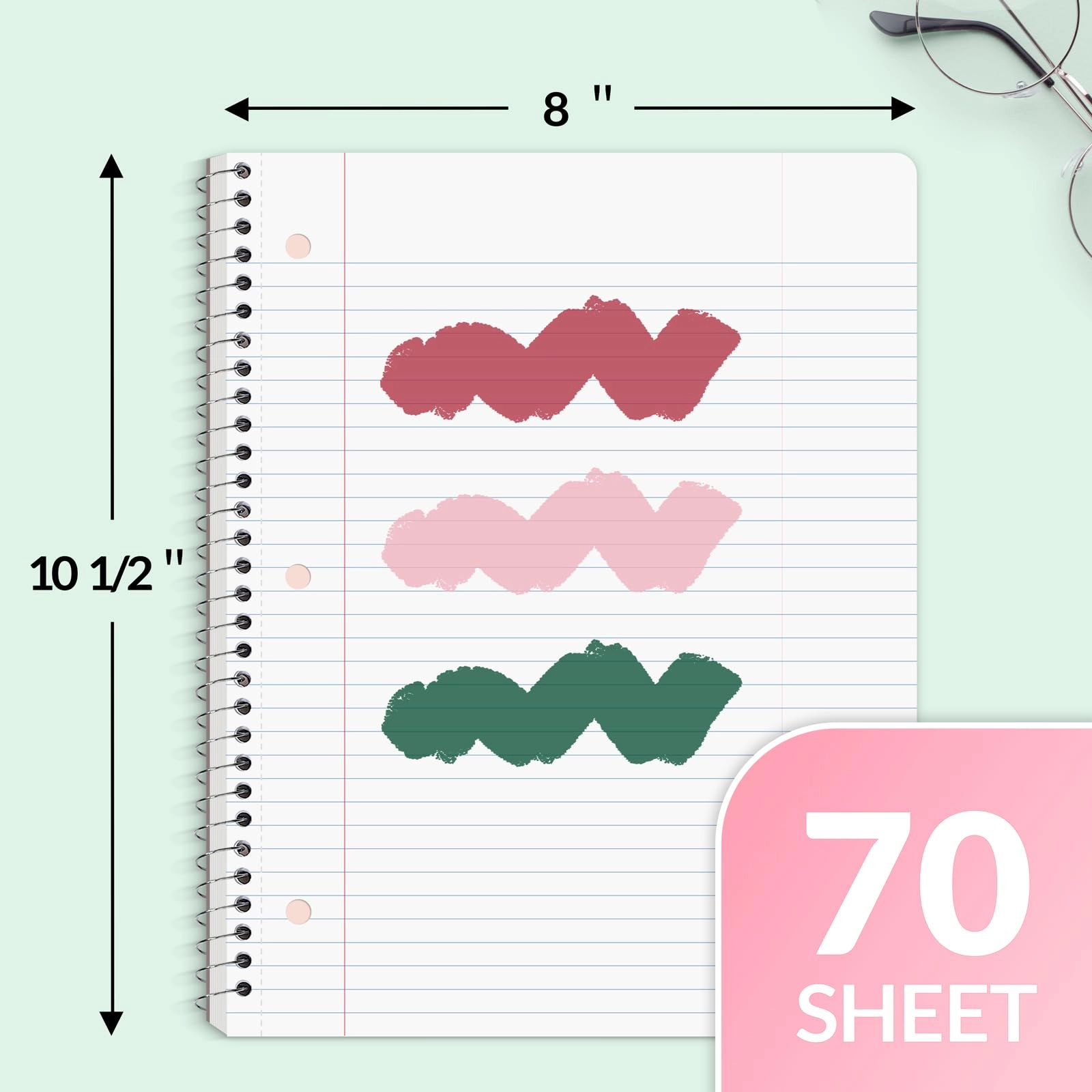 Spiral Notebook 8" x 10-1/2" Spiral - Lined 70 Sheets