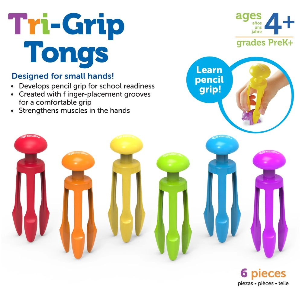 Tri-Grip Tongs - Suitable for 4 years and above 6 Pcs