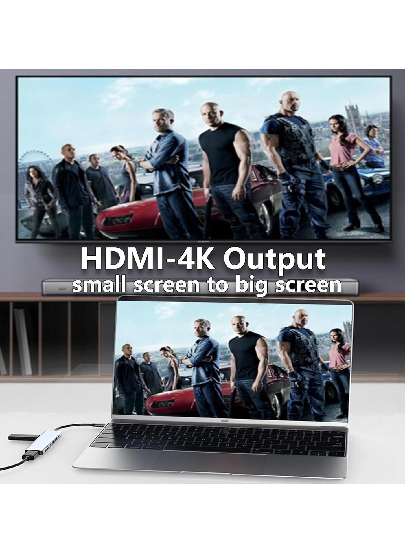 USB C Hub - 4K HDMI 100W PD SD/TF Card Reader