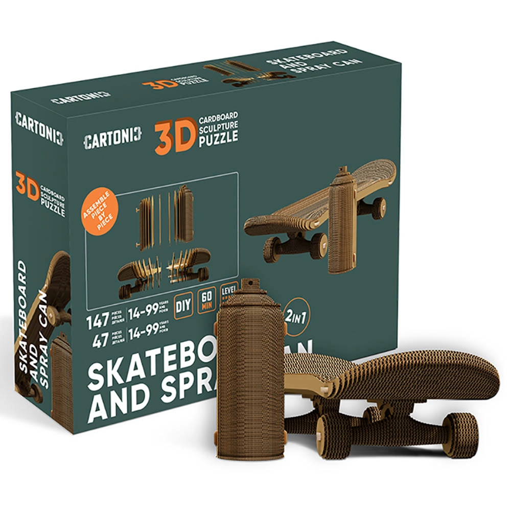 Skateboard And Spray Can 2-in-1 3D Puzzle (7529-CARTSKATE) - 194 pcs