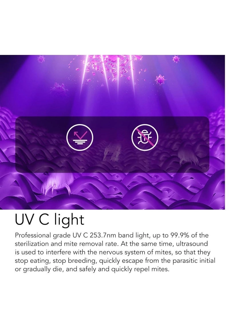 Compact Mattress Vacuum Cleaner - 100W 8000Pa UV Light