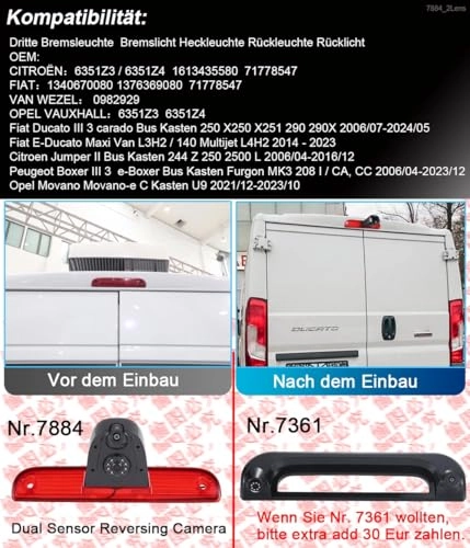 Rear View Mirror Monitor - 4.3 Inch Wired + Brake Light Camera - 1280 x 720 Night vision