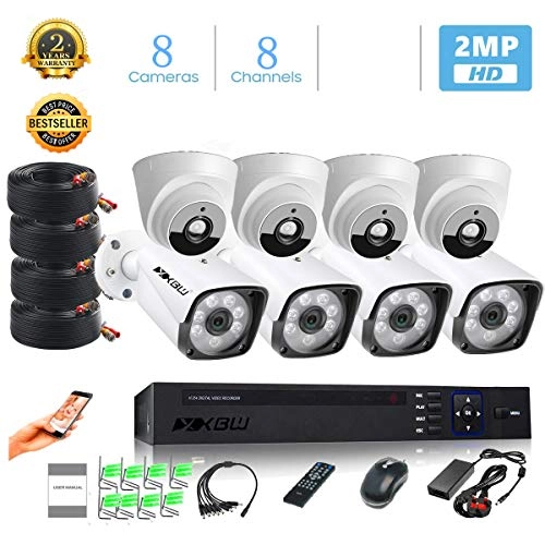 bullet camera + dome camera + 720P AHD DVR + BNC DC cable + 12 5A adapter + 1by 5 DC cable + mouse - 8 8 720p