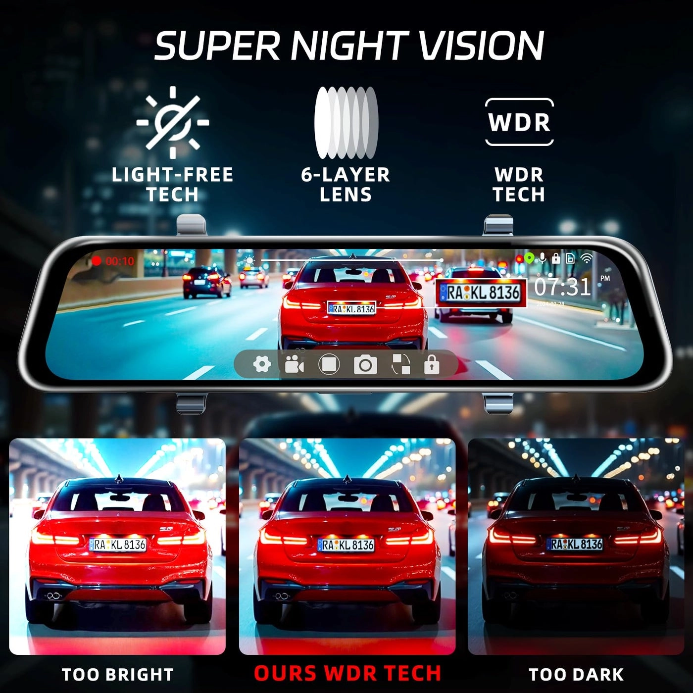 L09 Mirror Dash Cam - 4K 2.5K 1080P