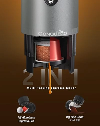 Portable Espresso Machine - 80 Milliliters Ground Coffee & NS Capsule Set