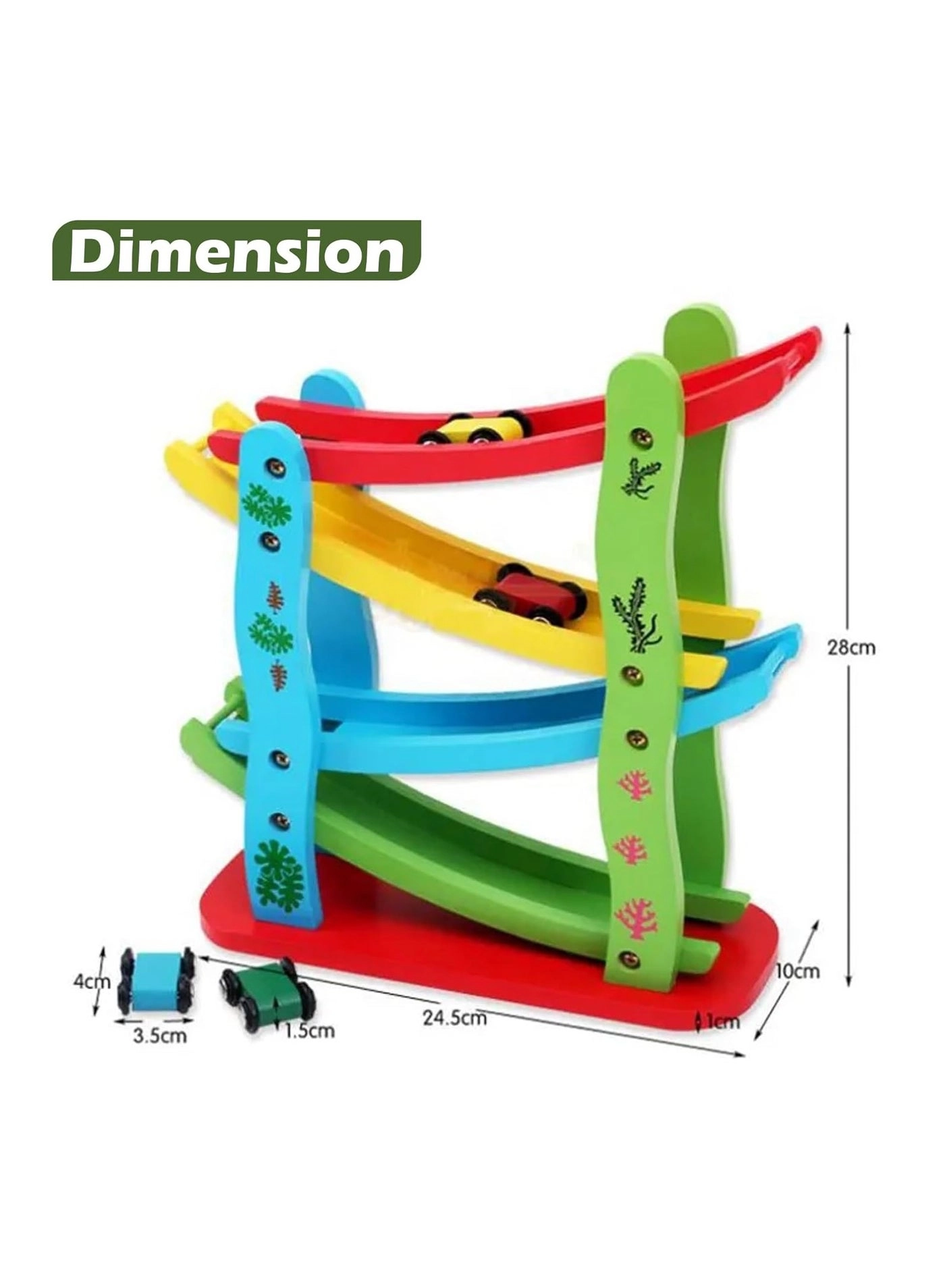 Wooden Track Car Toy - 4 piece(s)