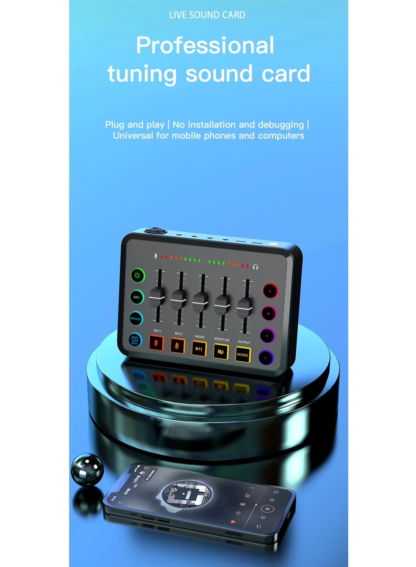 AmpliGame SC3 - XLR 48V Phantom Power RGB