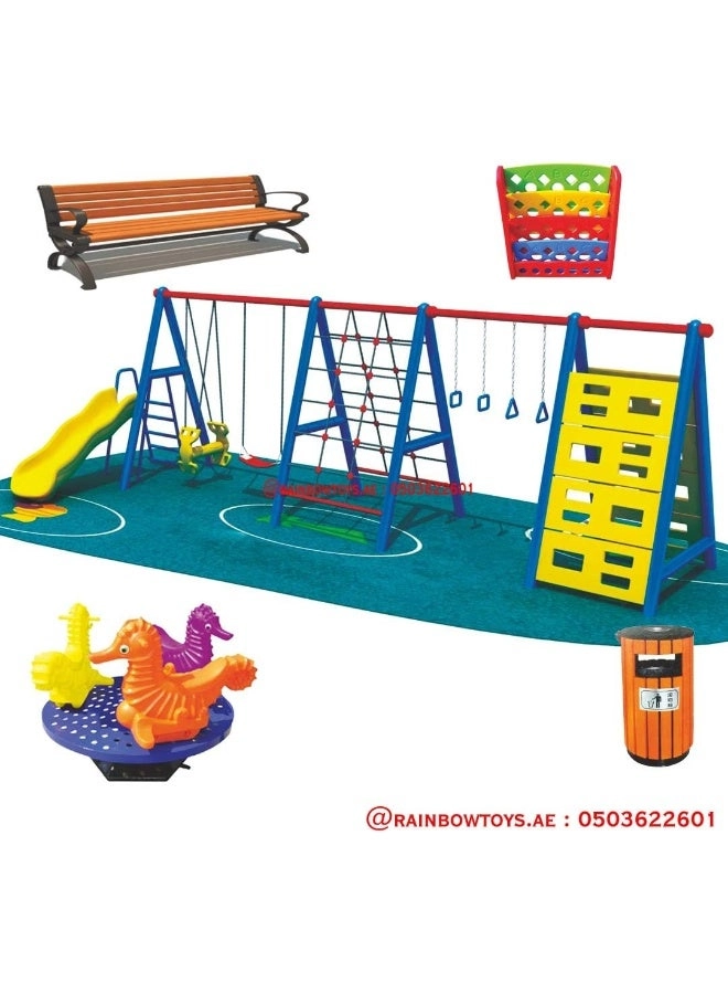 Multi Purpose Kids Outdoor Playing Equipments - 770x320x280cm 2+ Years