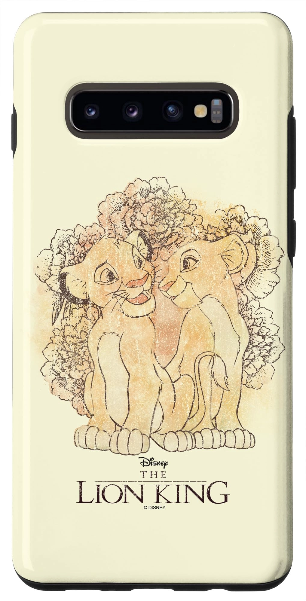Disney Galaxy S10+ Case for Galaxy S10+ - The Lion King Simba & Nala Floral Sketch