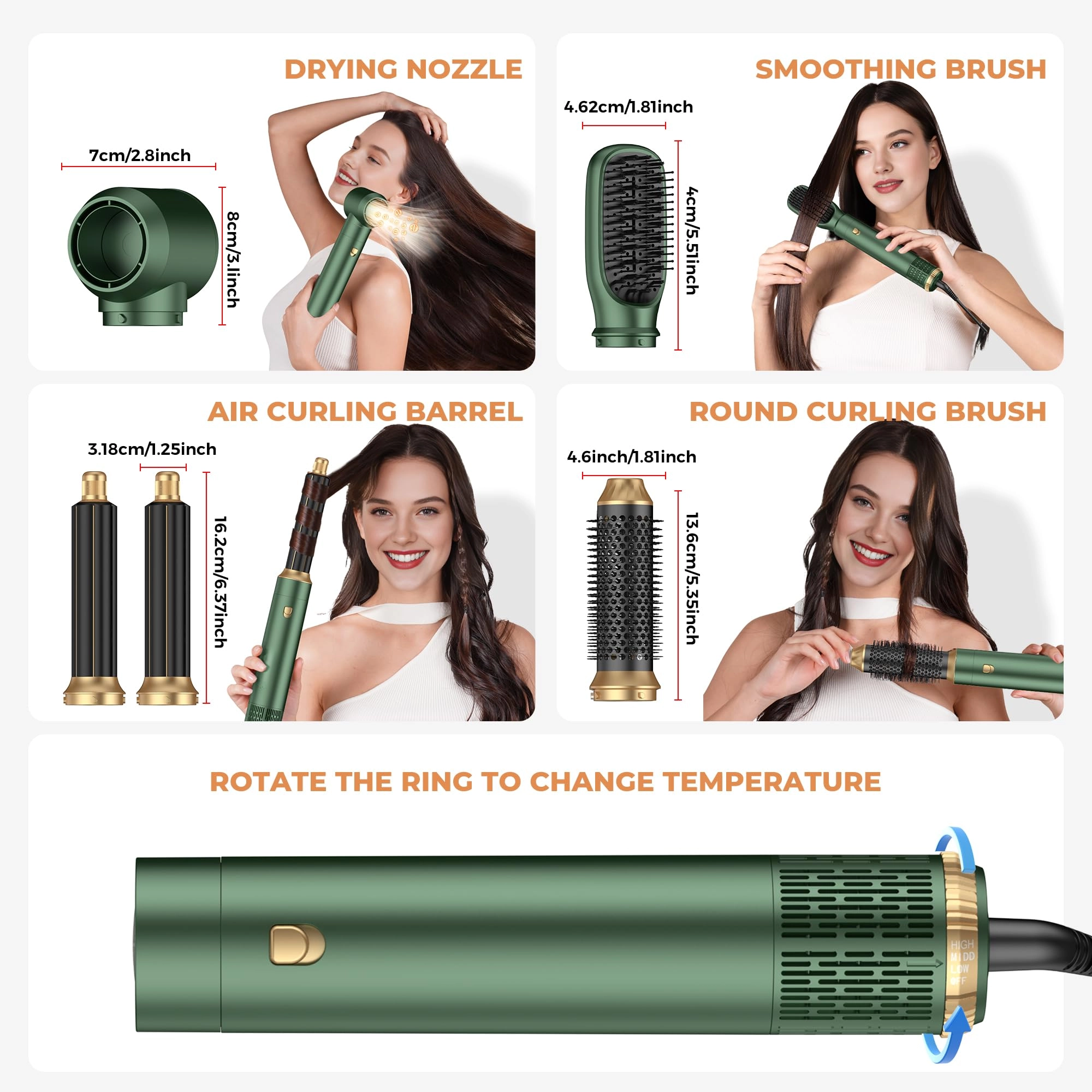 5 in 1 Hair Dryer Brush Set - Gold 700 watts
