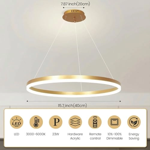 Round LED Chandelier - 3000K 4000K 6000K Dimmable