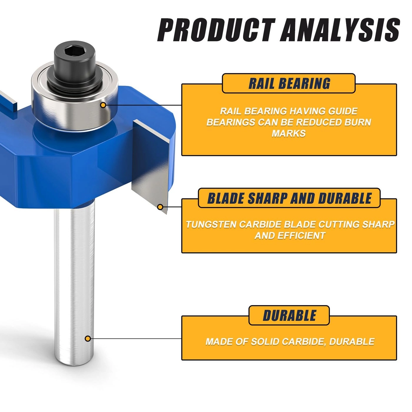 Rabbet Router Bit - 1/4"" 4 x