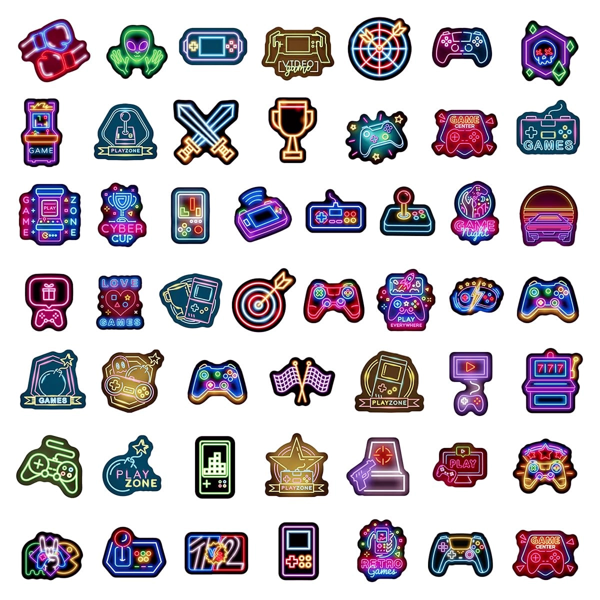Video Game Sticker Book Neon Waterproof Vinyl 100 pcs