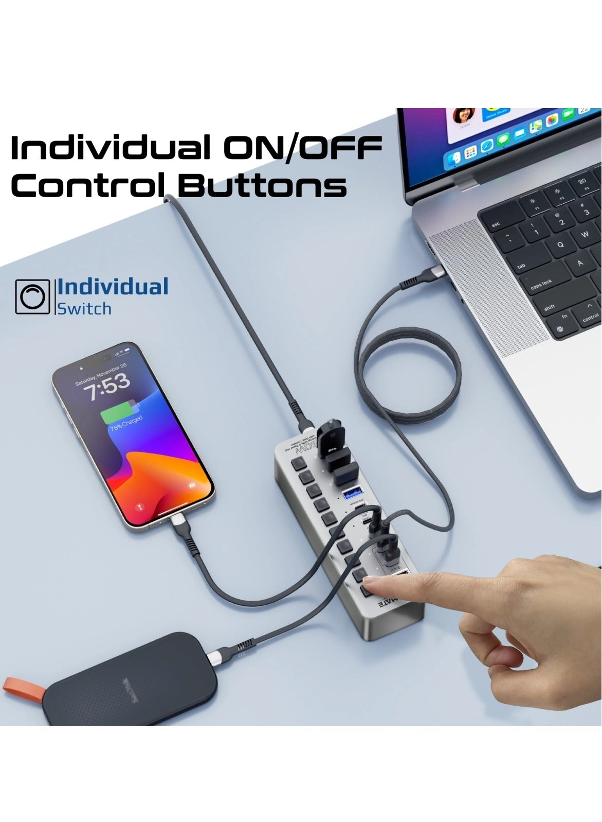 GegaTower-60W - 14-In-1 USB-C Tower Hub