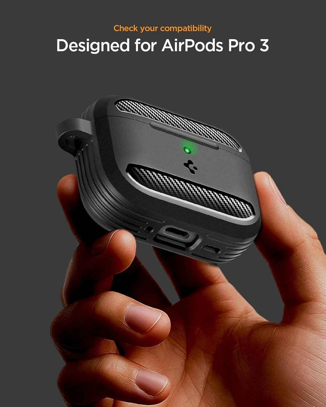 Rugged Armor - Case for AirPods Pro 3 - Shockproof + Carabiner - Key Ring