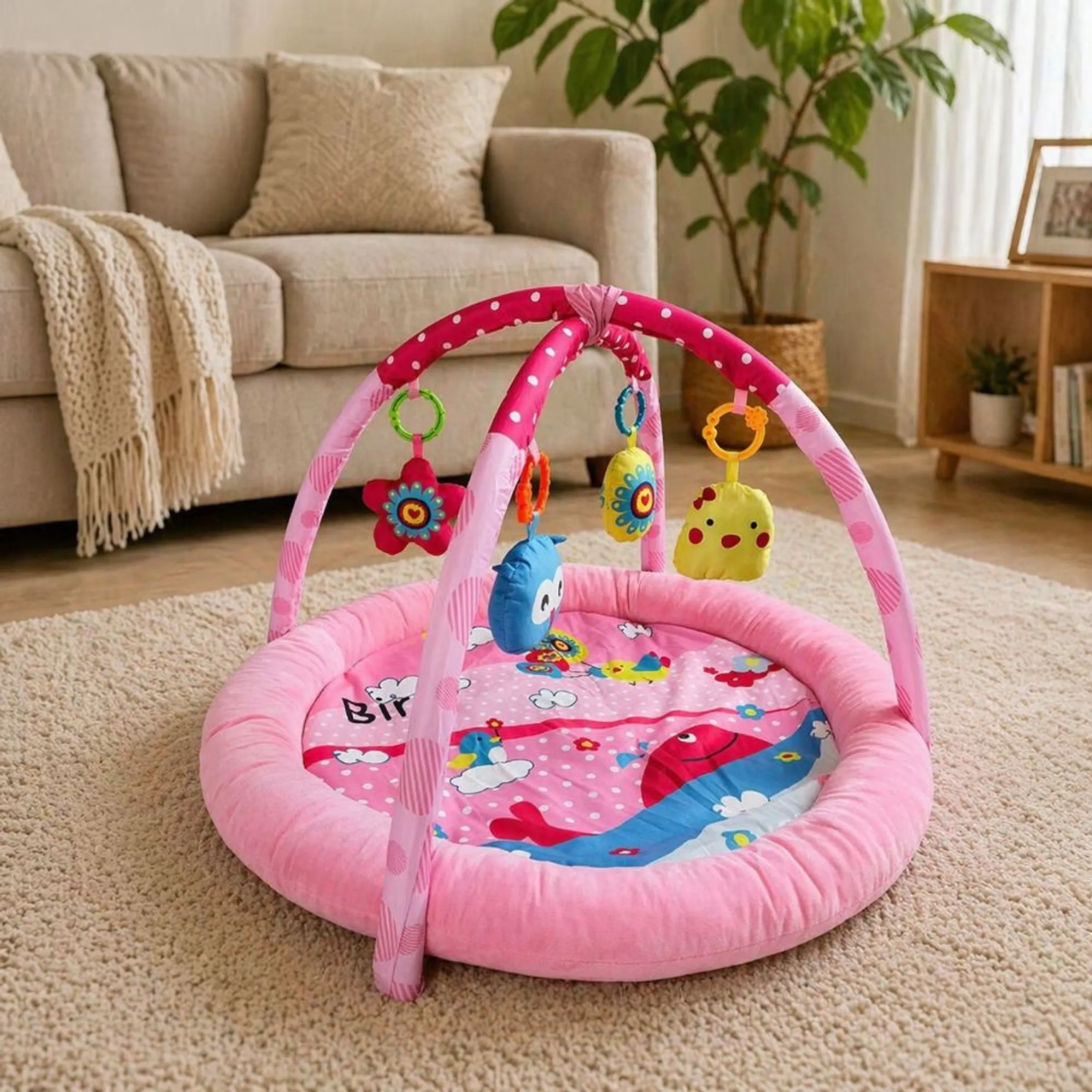 Baby Round Comfy Play Mat Activity Gym - car and airplane 0 months