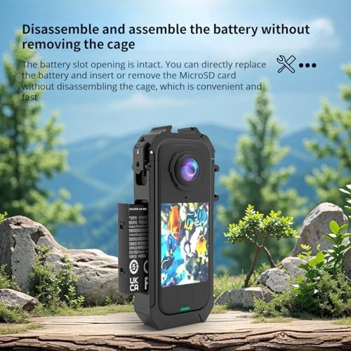 Plastic Cage Compatible with Insta360 X4 Air - Dual Cold Shoe 1/4 Thread